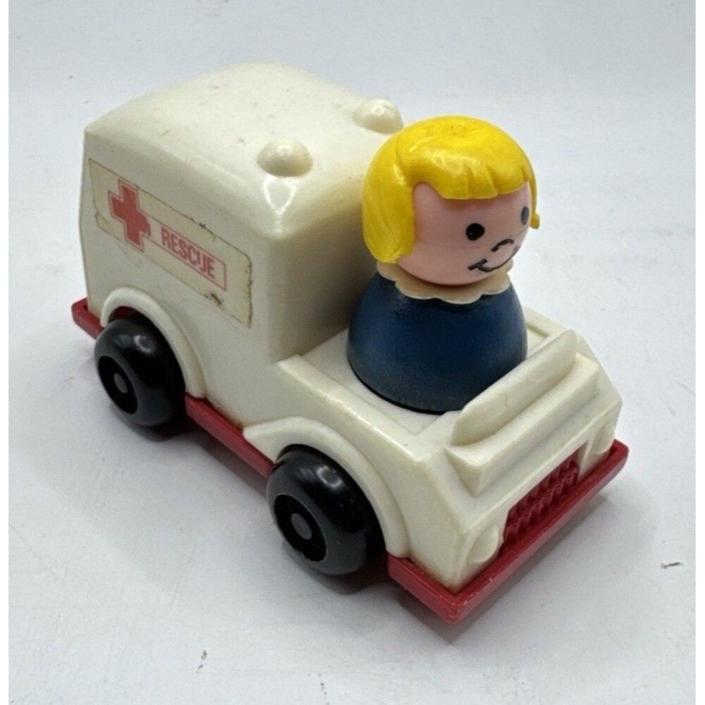 Toy Rescue Truck Little People Hong Kong Fisher Price Red Cross with Girl figure